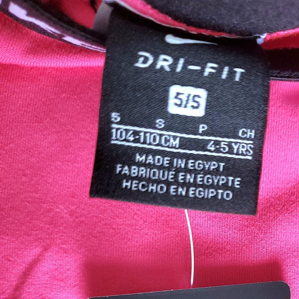 Girl's Nike Hot Pink athletic Leggings, White Swoosh Black Waistband Size 5 Or 6